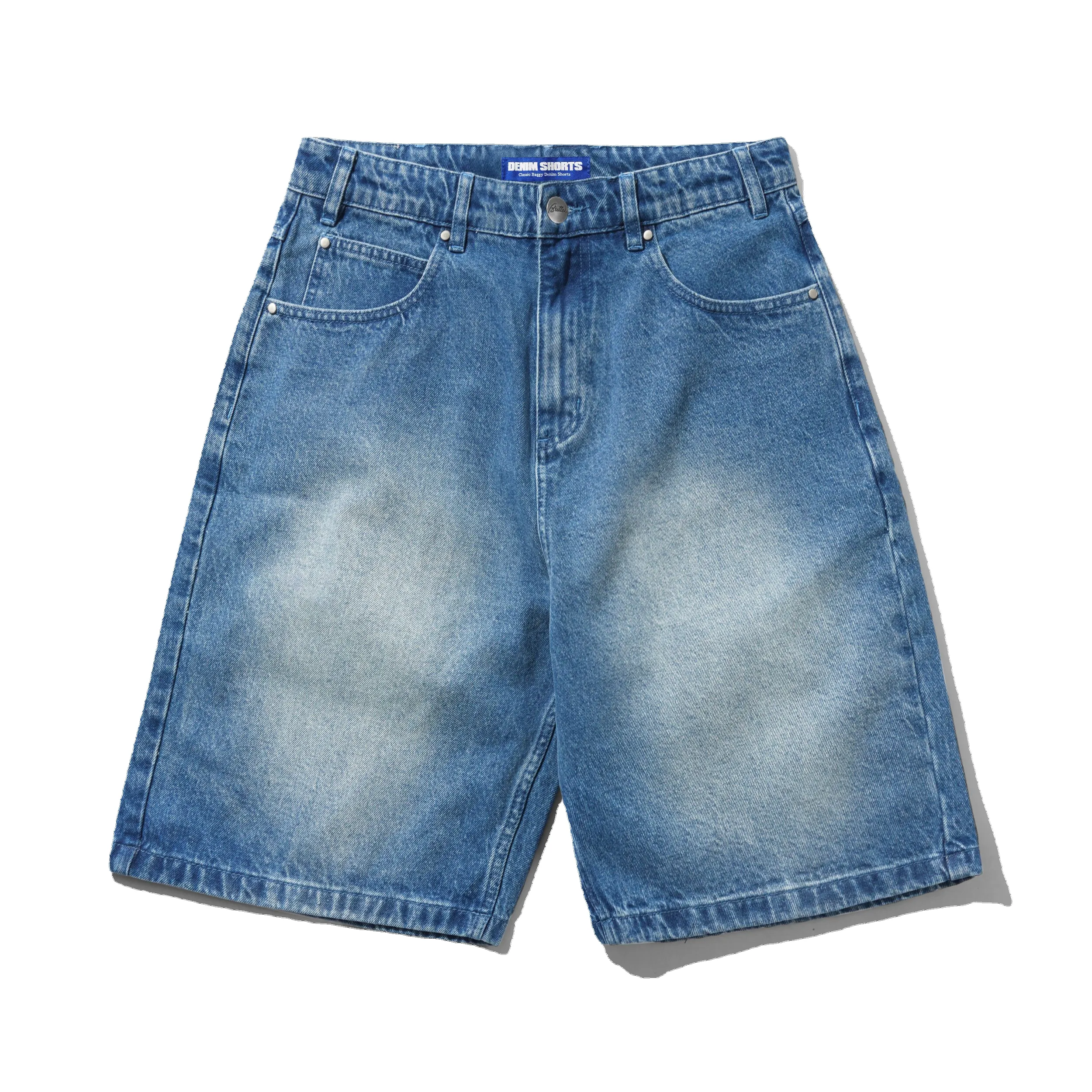 Drummer Baggy Denim Shorts, Stone Wash Blue sold by Butter