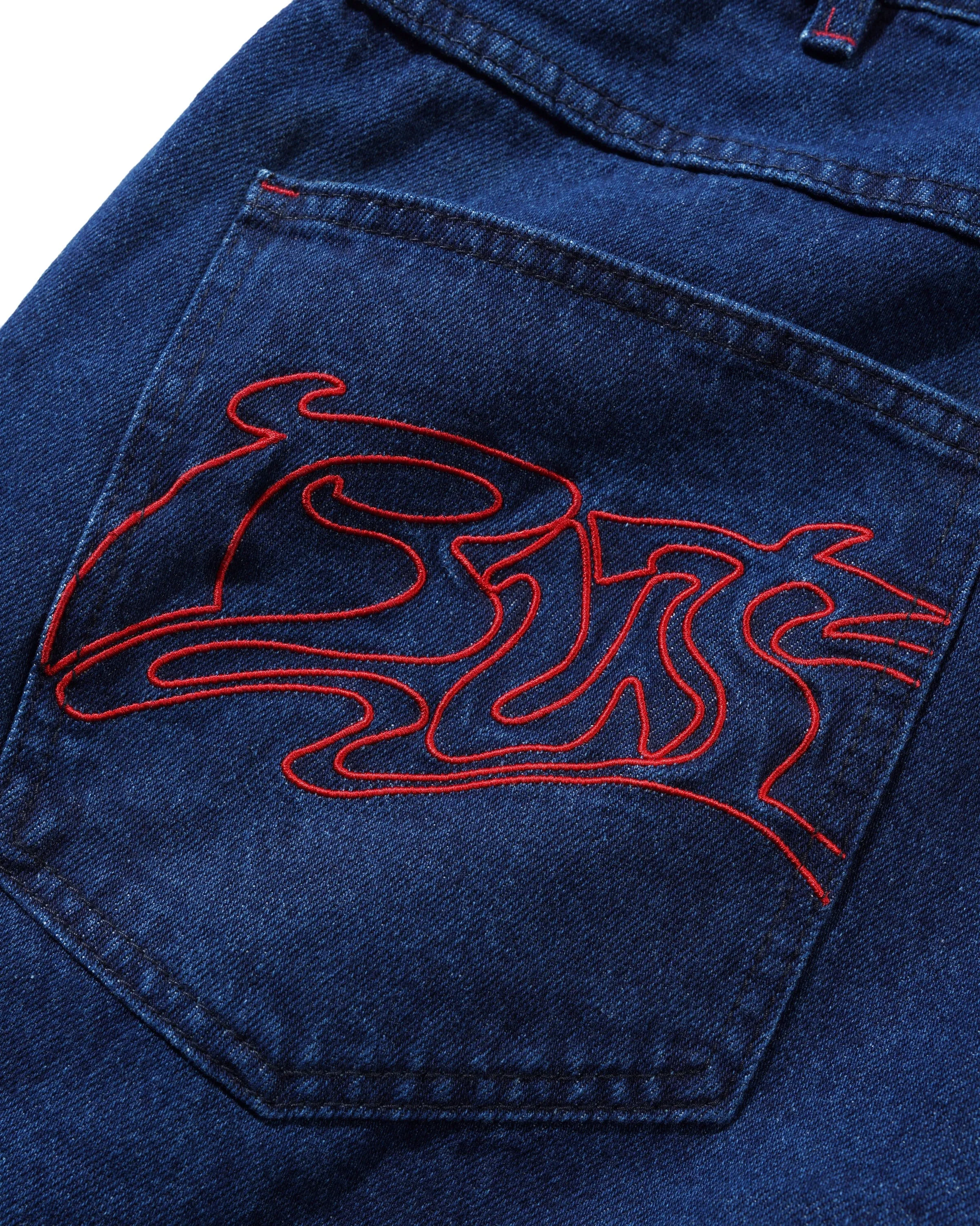 Drummer Baggy Denim Shorts, Raw Dark Indigo sold by Butter product image thumbnail 4