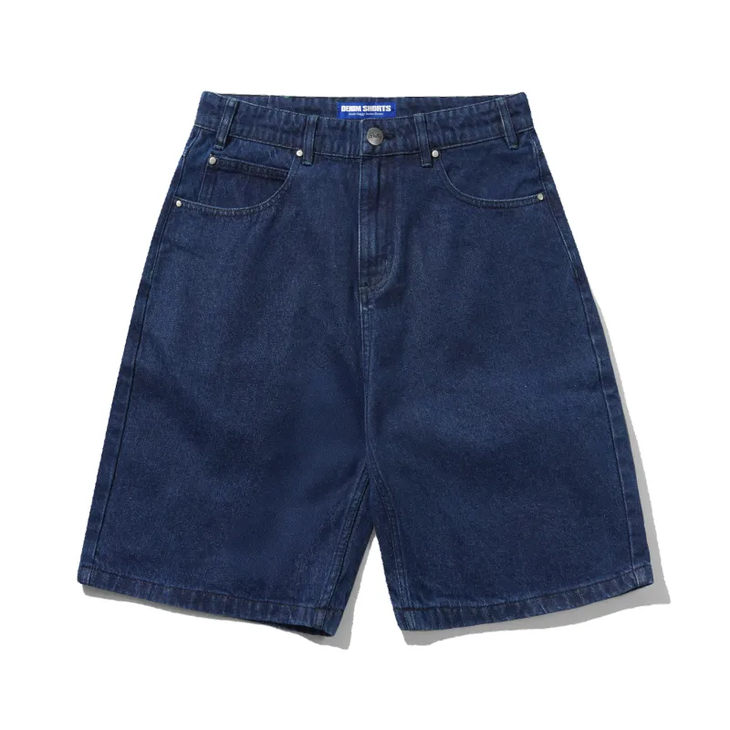 Drummer Baggy Denim Shorts, Raw Dark Indigo made by Butter