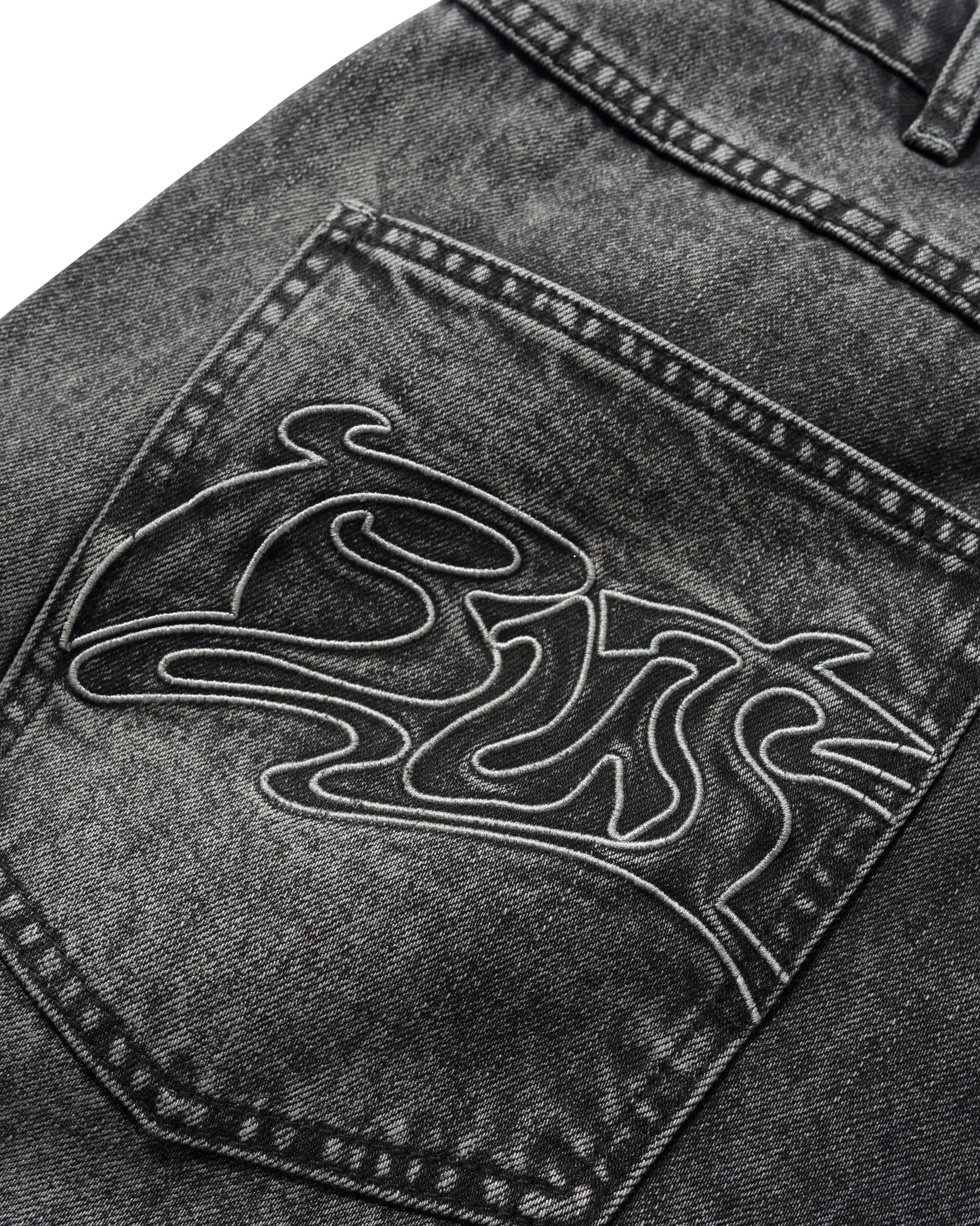Drummer Baggy Denim Shorts, Streaky Black sold by Butter product image thumbnail 5