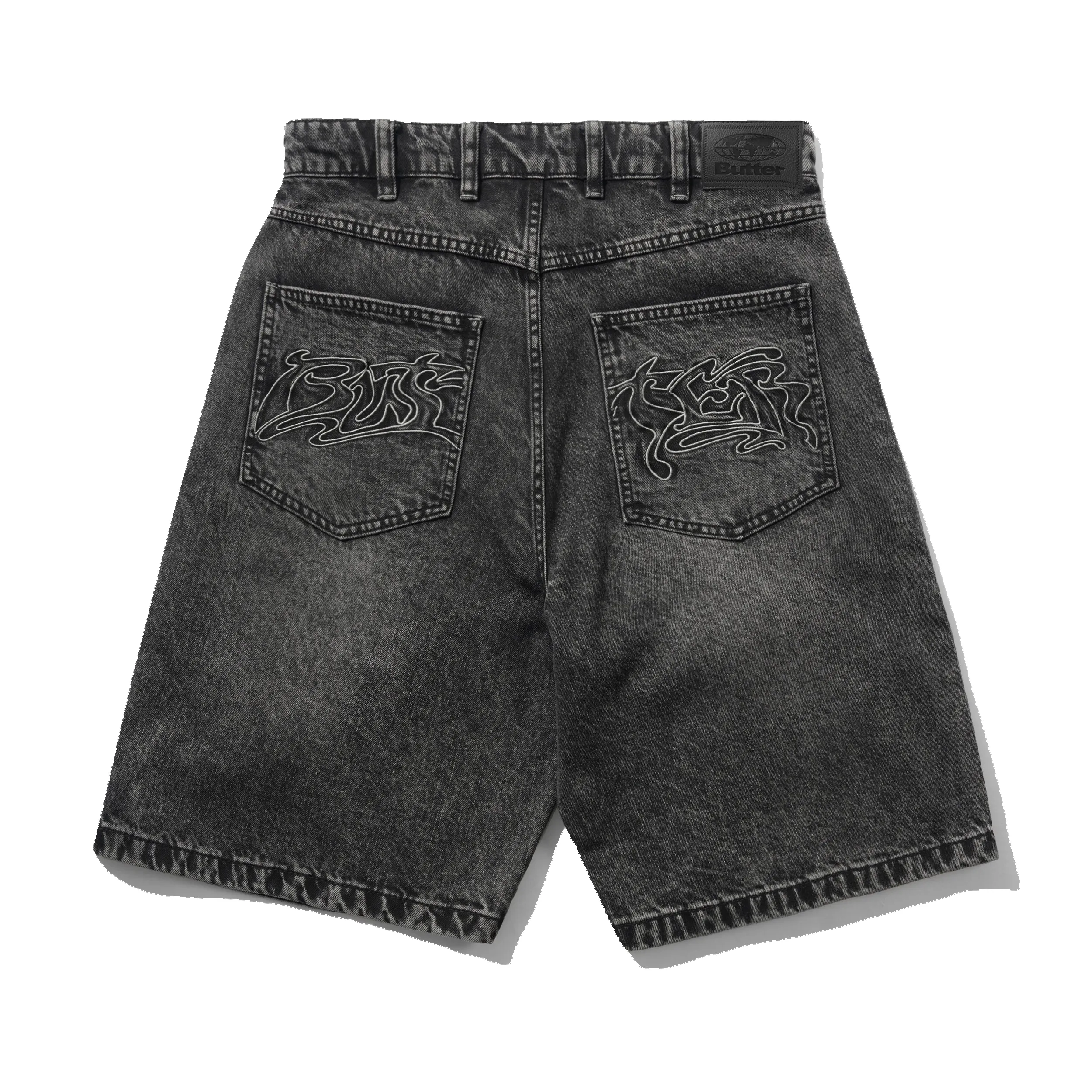 Drummer Baggy Denim Shorts, Streaky Black sold by Butter product image thumbnail 2