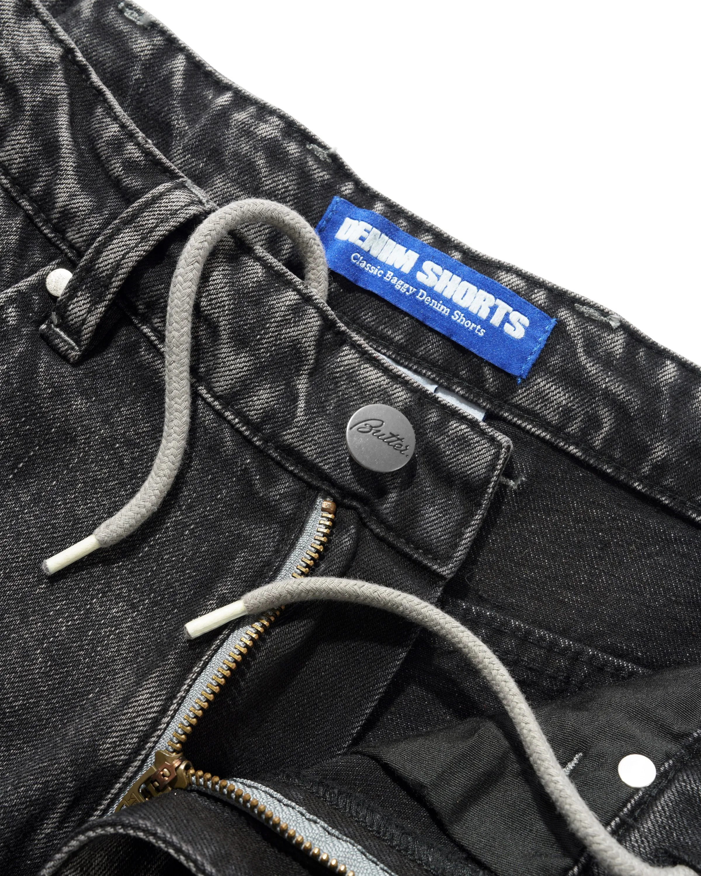 Drummer Baggy Denim Shorts, Streaky Black sold by Butter product image thumbnail 4