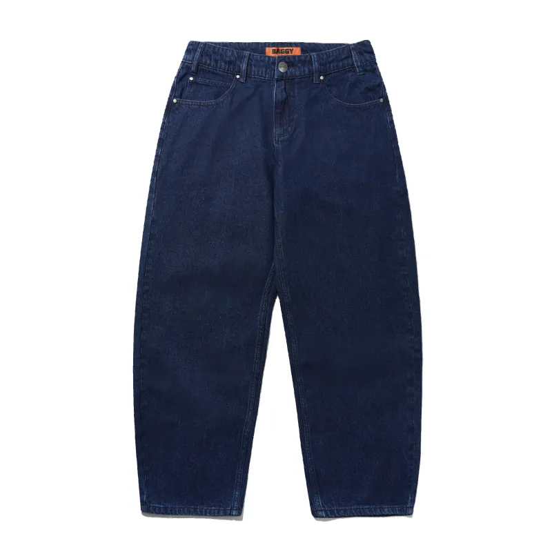 Drummer Baggy Denim Jeans, Raw Dark Indigo made by Butter