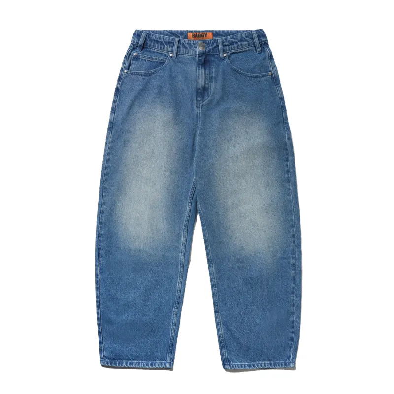 Drummer Baggy Denim Jeans, Stone Wash Blue made by Butter