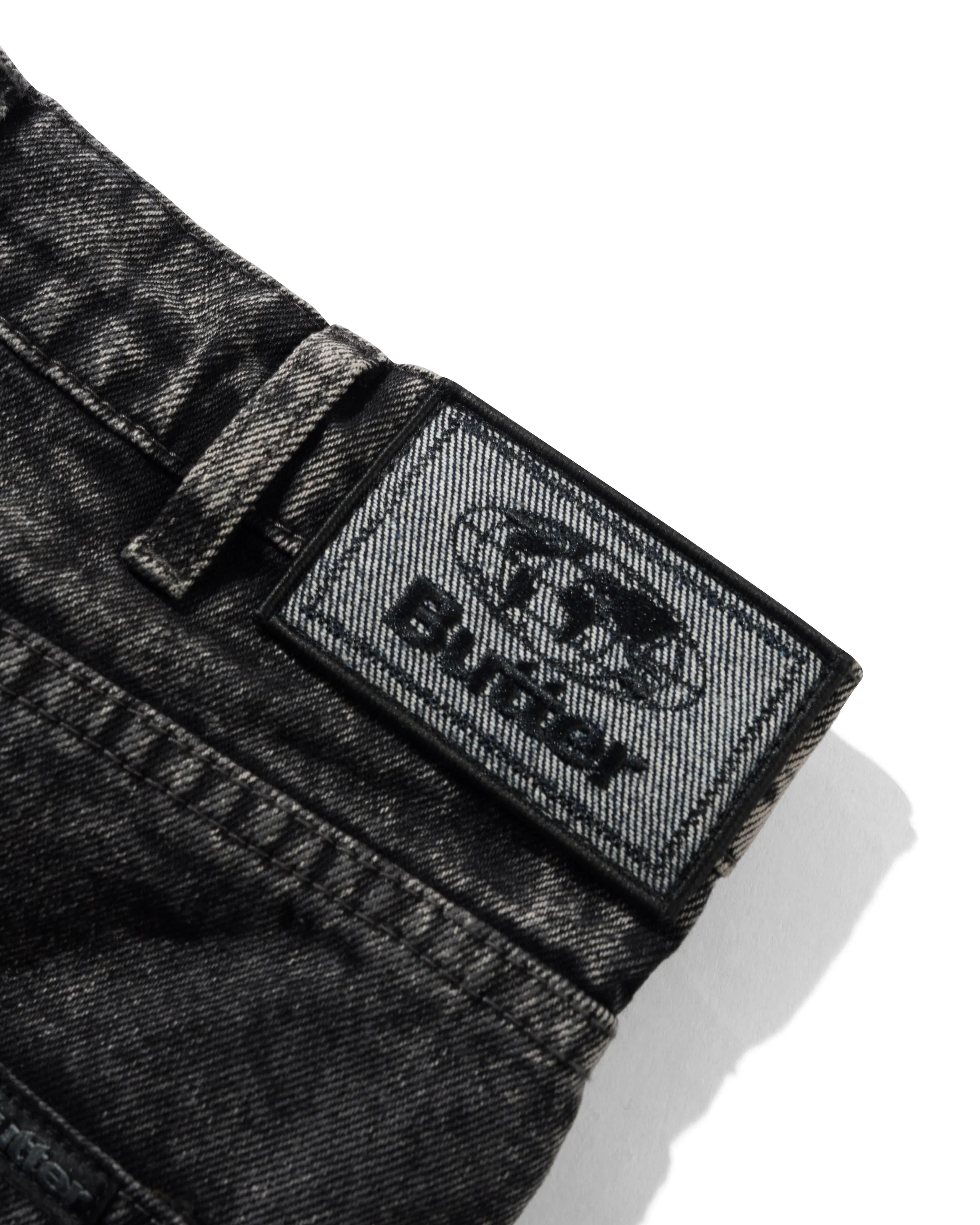 Distressed Big Denim Shorts, Gun Metal sold by Butter product image thumbnail 3