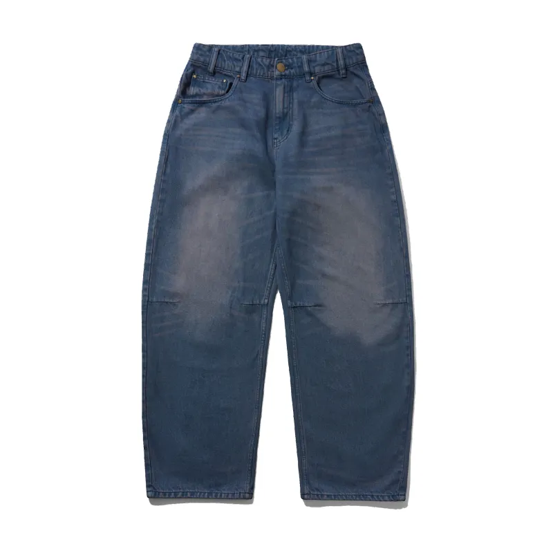 Burn Wide Cut Denim Jeans, Distressed Dark Indigo made by Butter