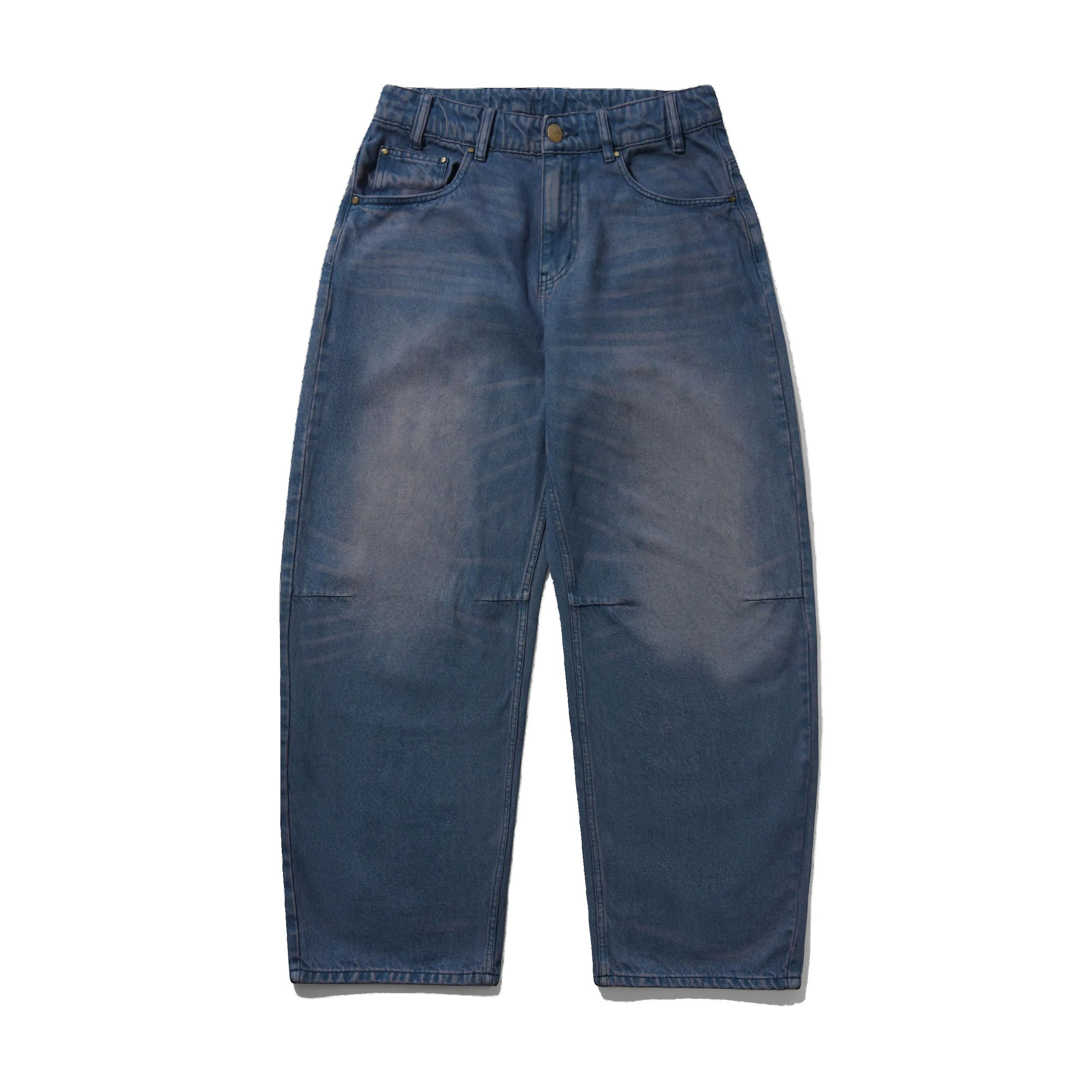Burn Wide Cut Denim Jeans, Distressed Dark Indigo sold by Butter