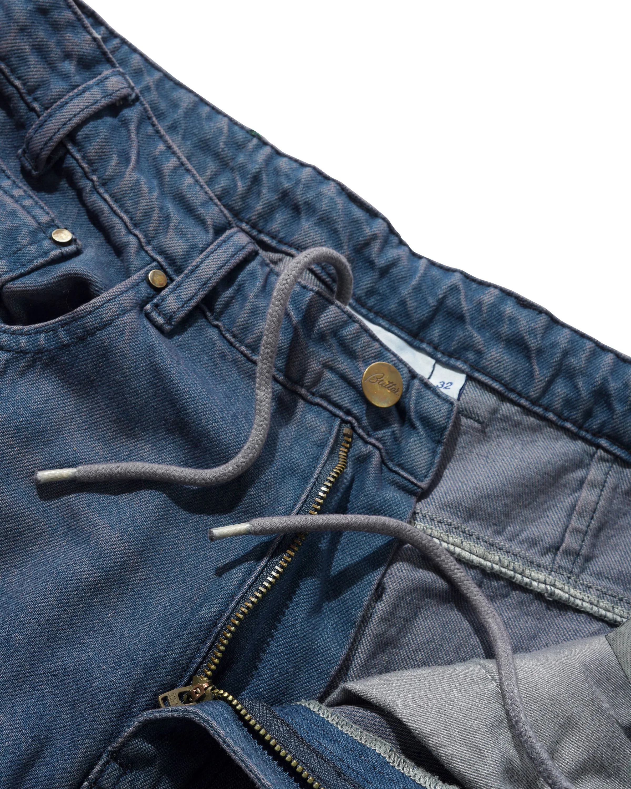 Burn Wide Cut Denim Jeans, Distressed Dark Indigo sold by Butter product image thumbnail 4