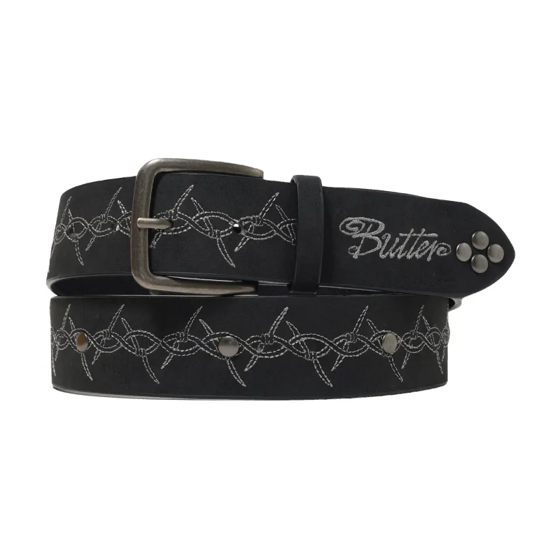 Barbed Wire Studded Belt, Black made by Butter