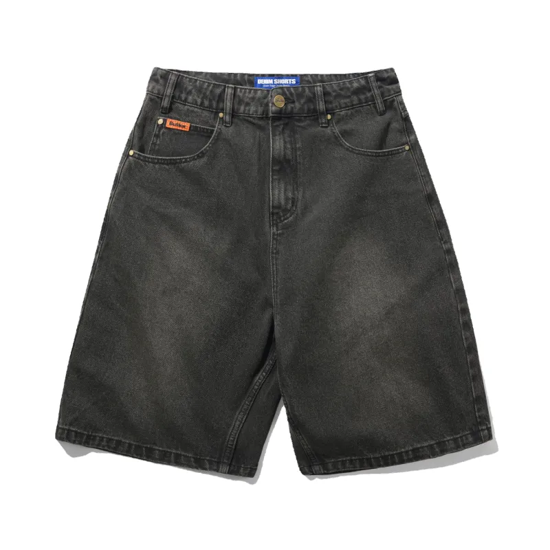 Baggy Denim Shorts, Faded Black made by Butter