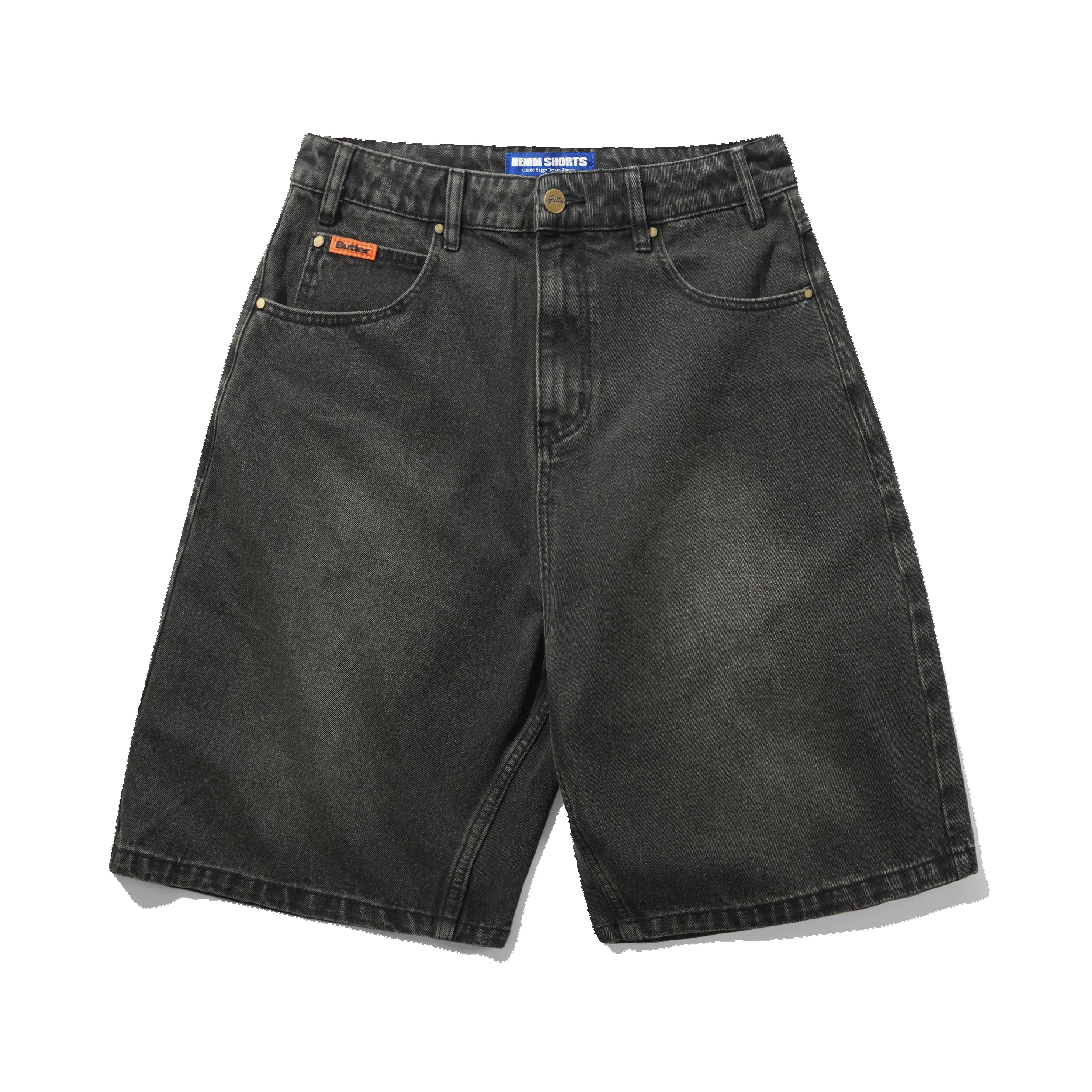 Baggy Denim Shorts, Faded Black sold by Butter