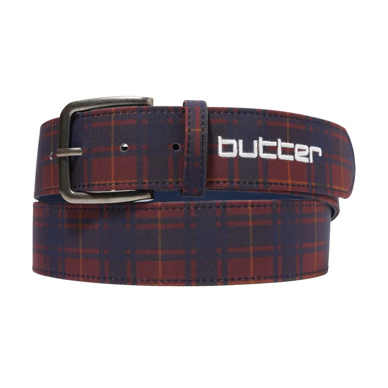 Plaid Belt, Maroon made by Butter