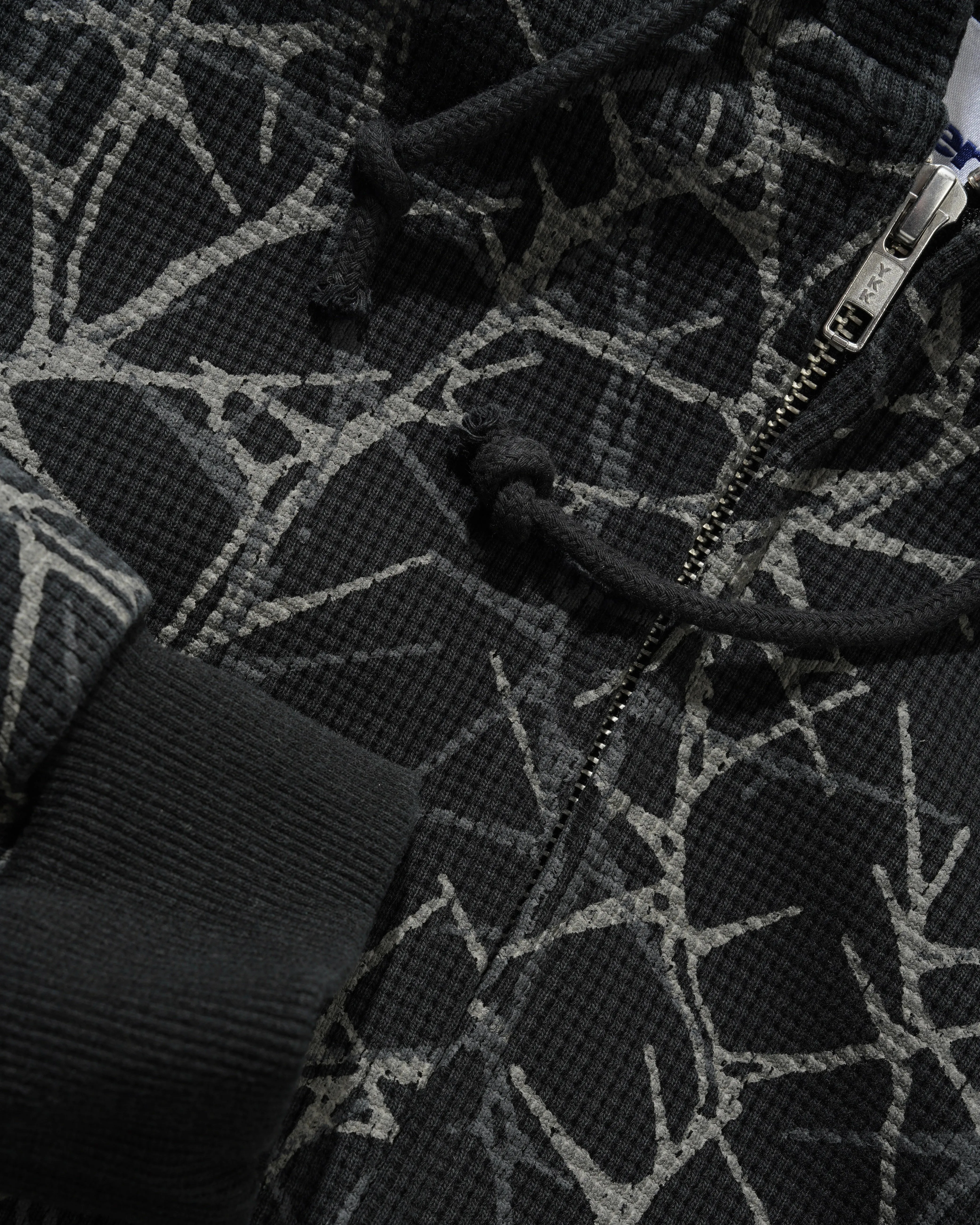 Thorn Camo Waffle Zip-Thru Hood, Black sold by Butter product image thumbnail 3