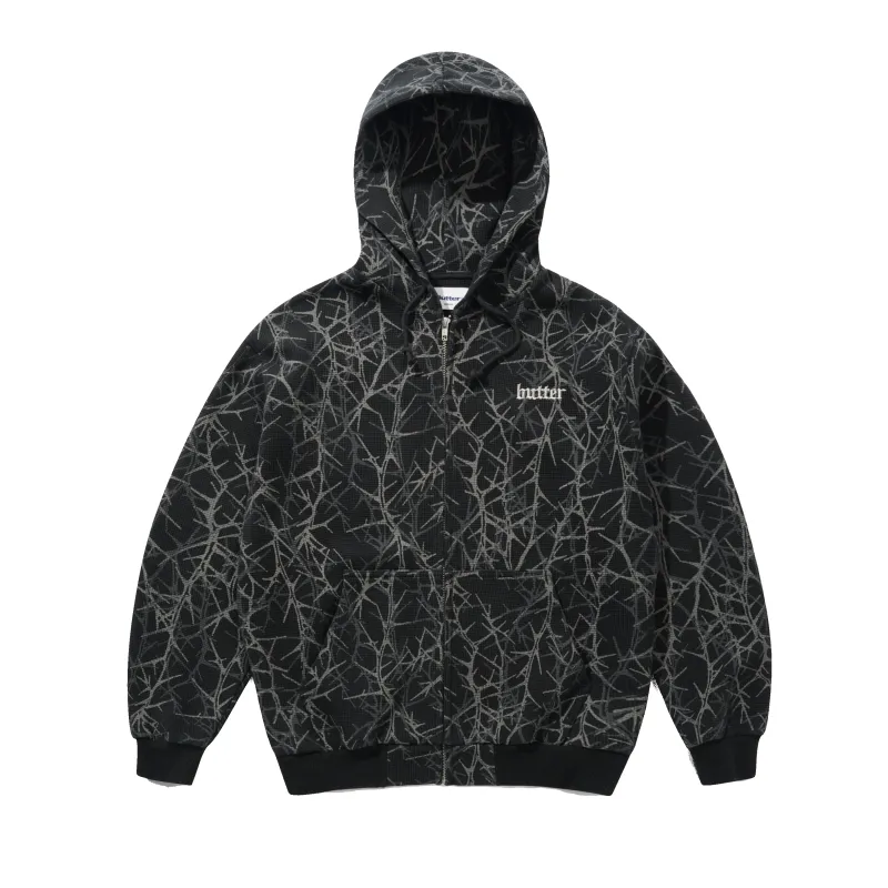 Thorn Camo Waffle Zip-Thru Hood, Black made by Butter