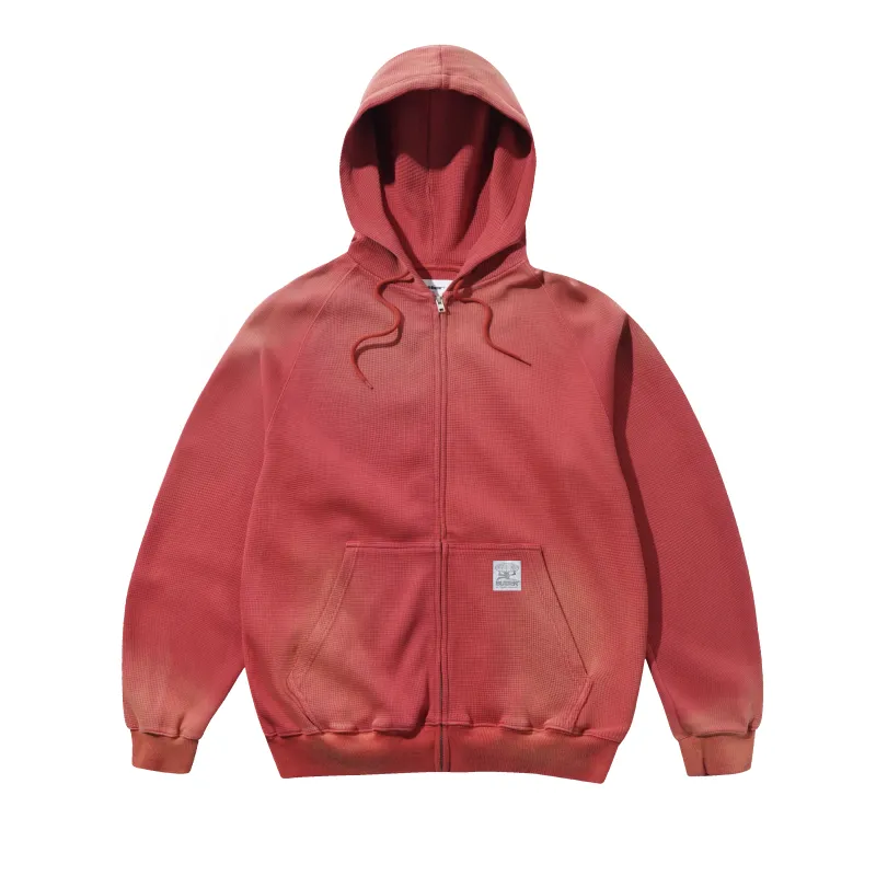 Faded Waffle Zip-Thru Hood, Washed Red made by Butter