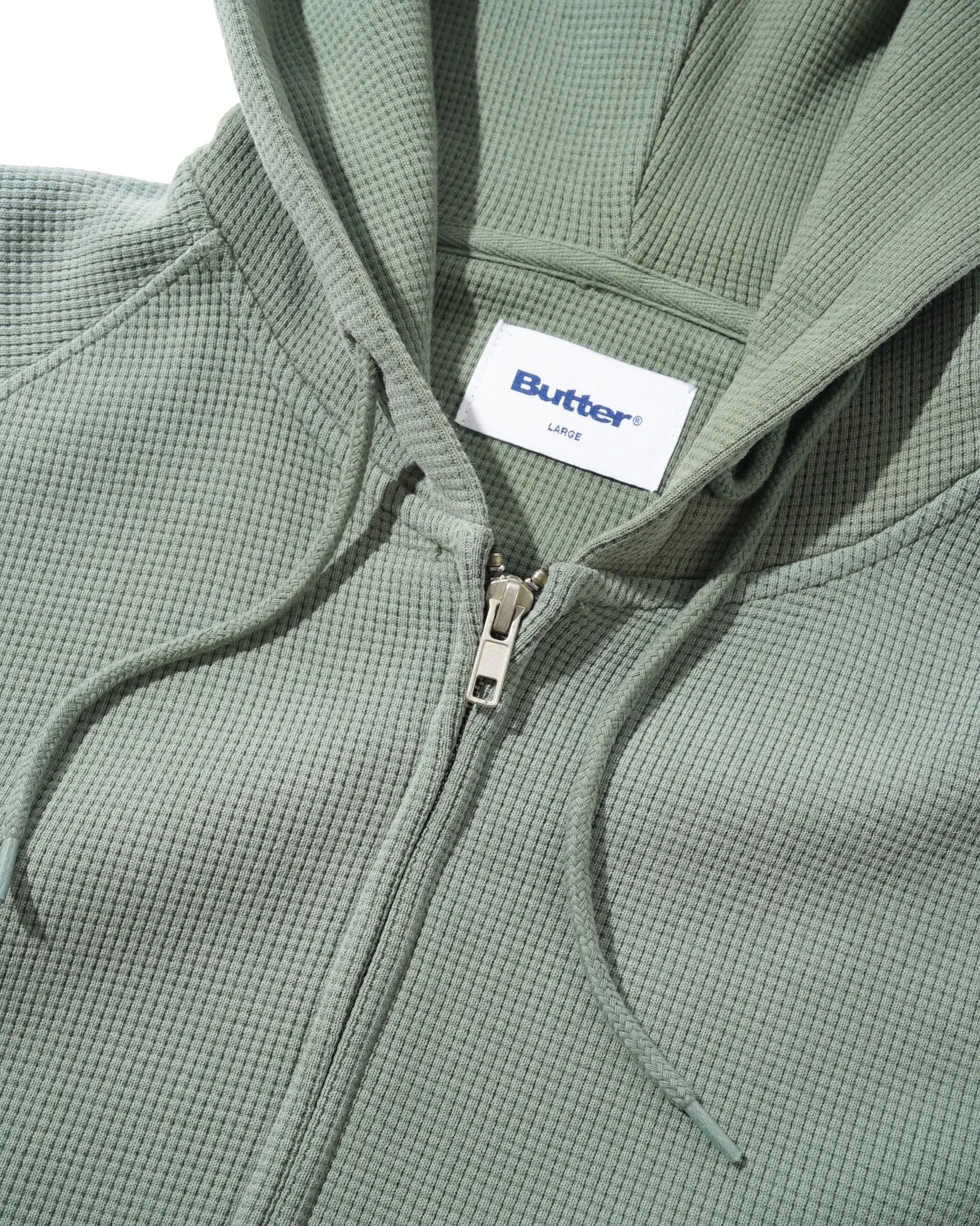 Faded Waffle Zip-Thru Hood, Washed Sage sold by Butter product image thumbnail 4