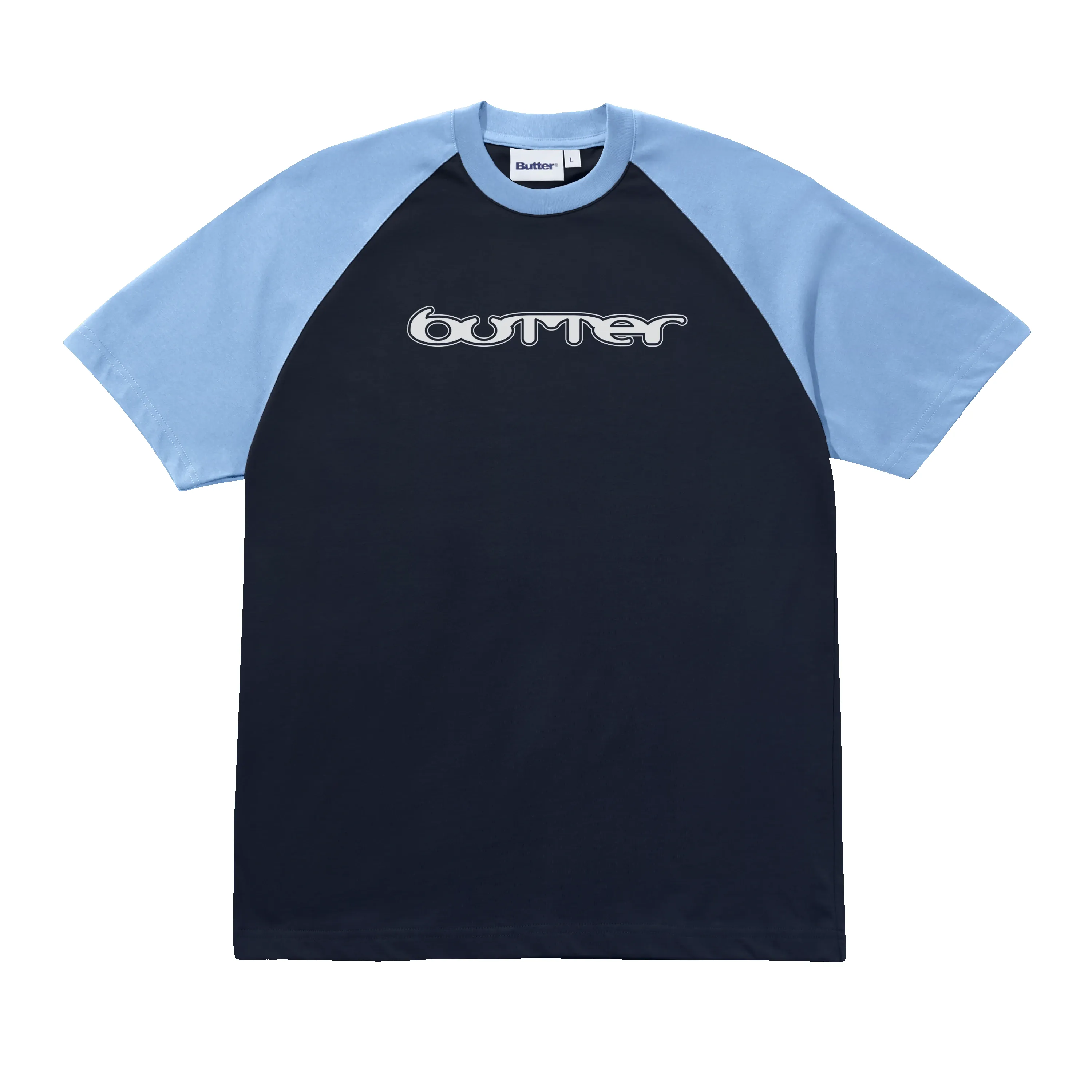 Witness Raglan Tee, Sky / Navy sold by Butter