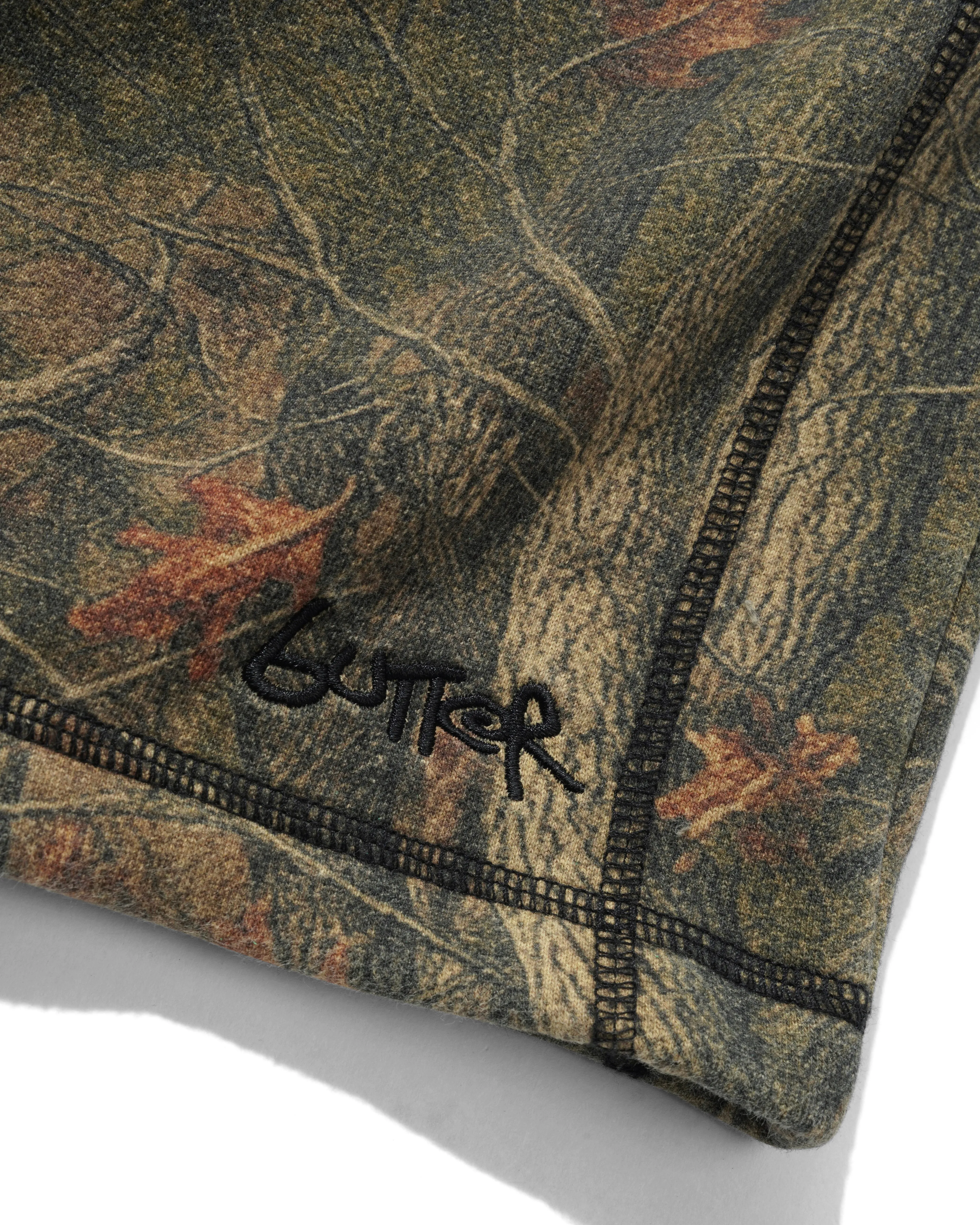 Overlock Stitch Fleece Shorts, Forest Camo sold by Butter product image thumbnail 5