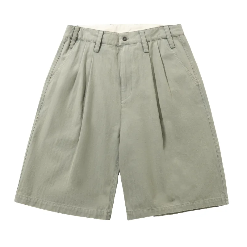 Pleated Shorts, Washed Fatigue made by Butter