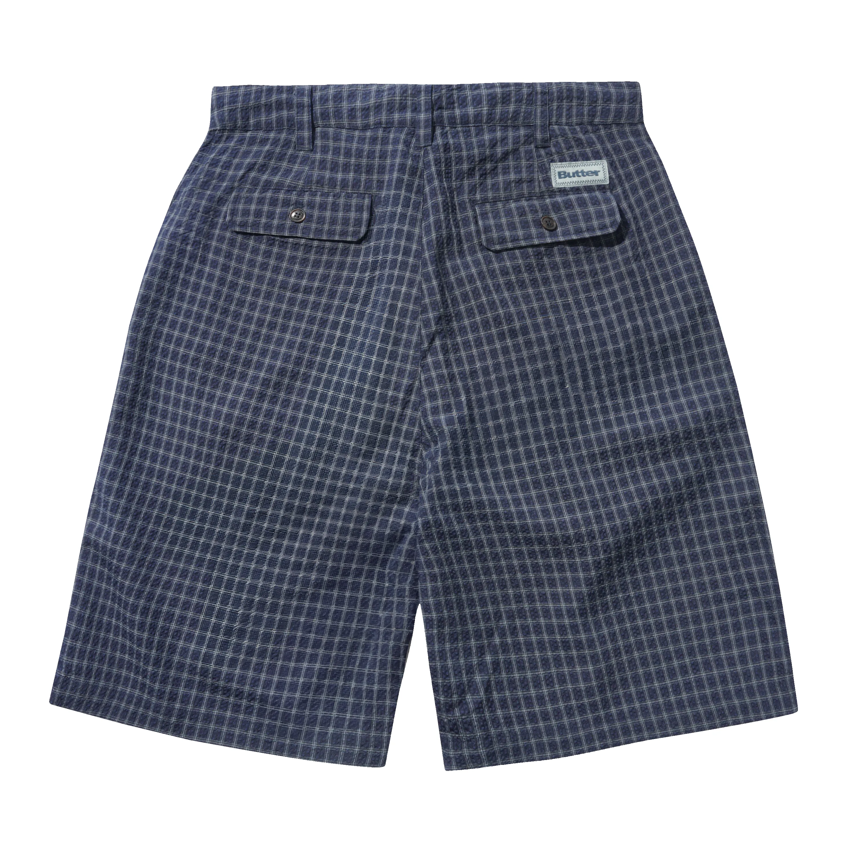 Seersucker Pleated Shorts, Navy Plaid sold by Butter product image thumbnail 2