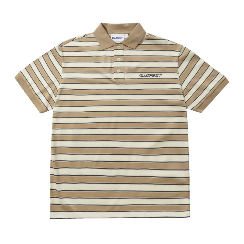 Witness Stripe Polo, Tan / Ivory made by Butter