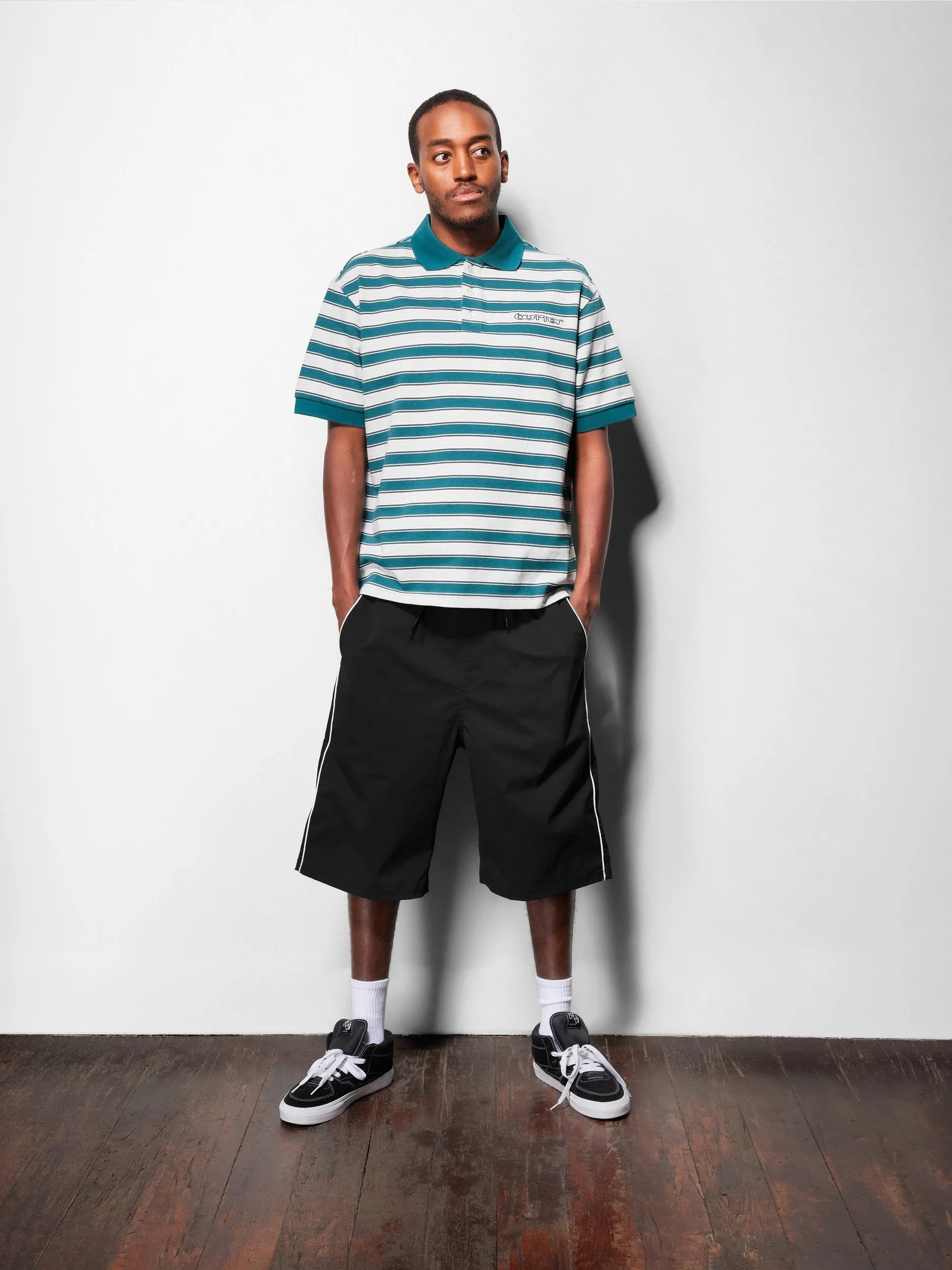 Witness Stripe Polo, Grey / Teal sold by Butter product image thumbnail 3