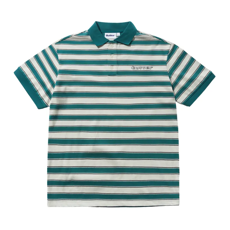 Witness Stripe Polo, Grey / Teal made by Butter