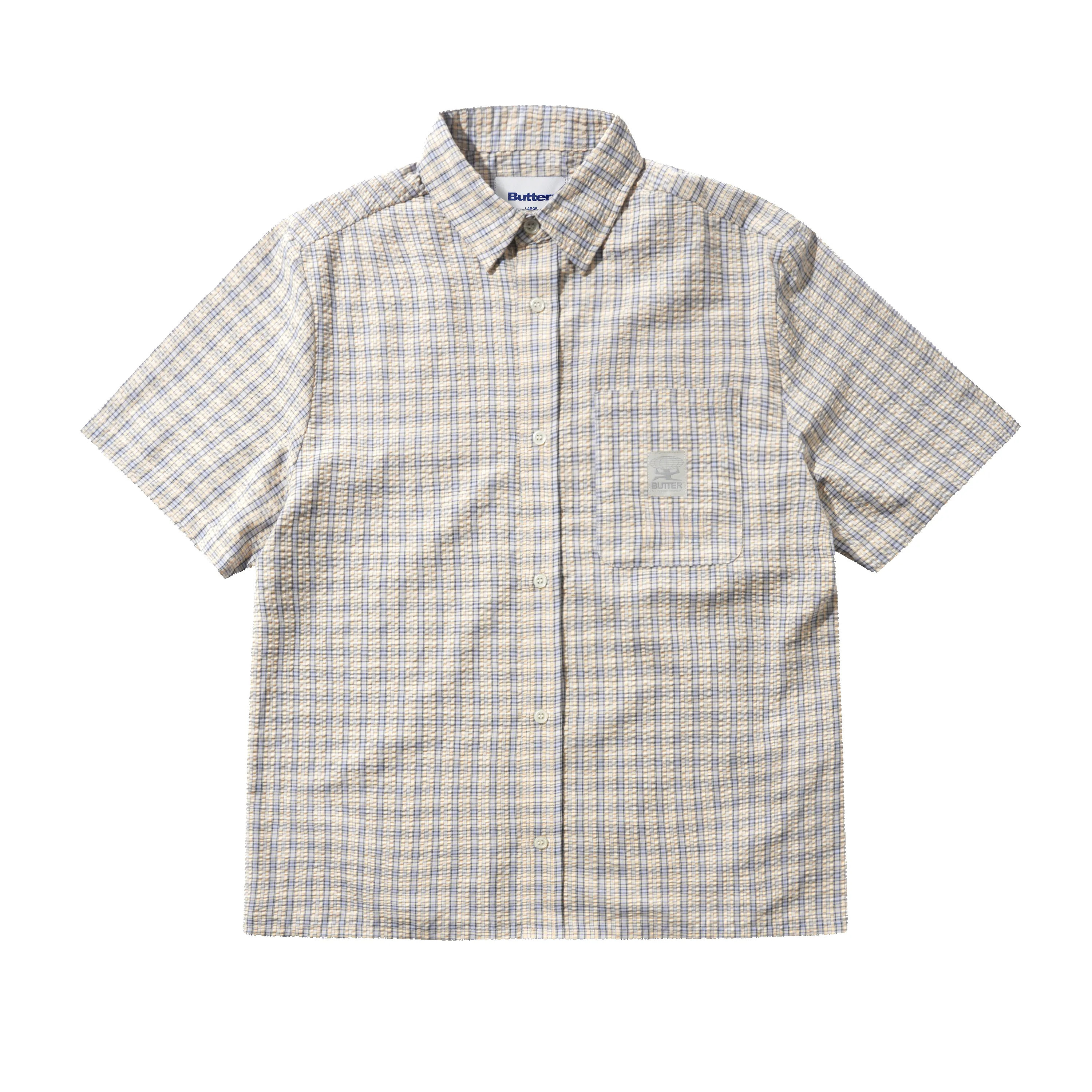 Equipment S/S Shirt, Blue / Yellow sold by Butter