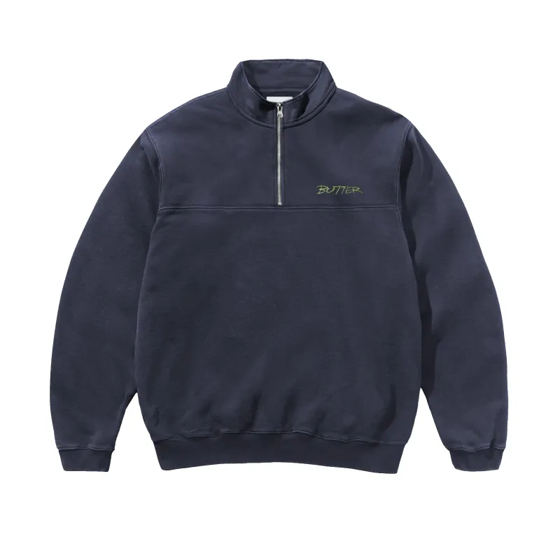 Panel 1/4 Zip Sweater, Washed Navy made by Butter