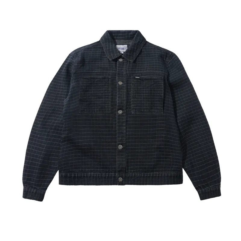 Grid Denim Jacket, Overdye Black made by Butter