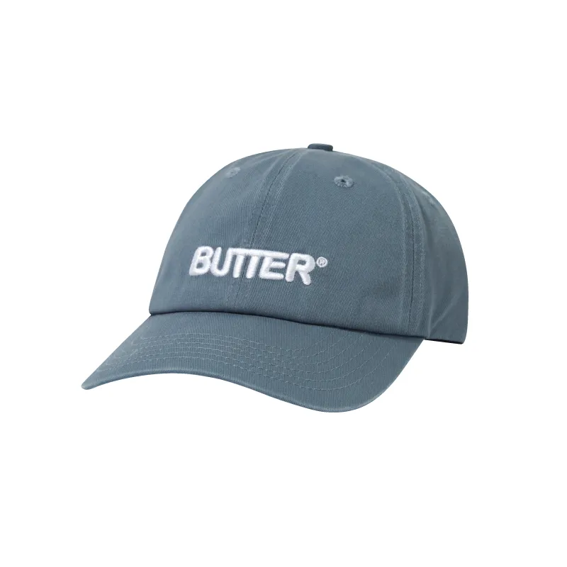 Rounded Logo 6 Panel Cap, Washed Ocean made by Butter