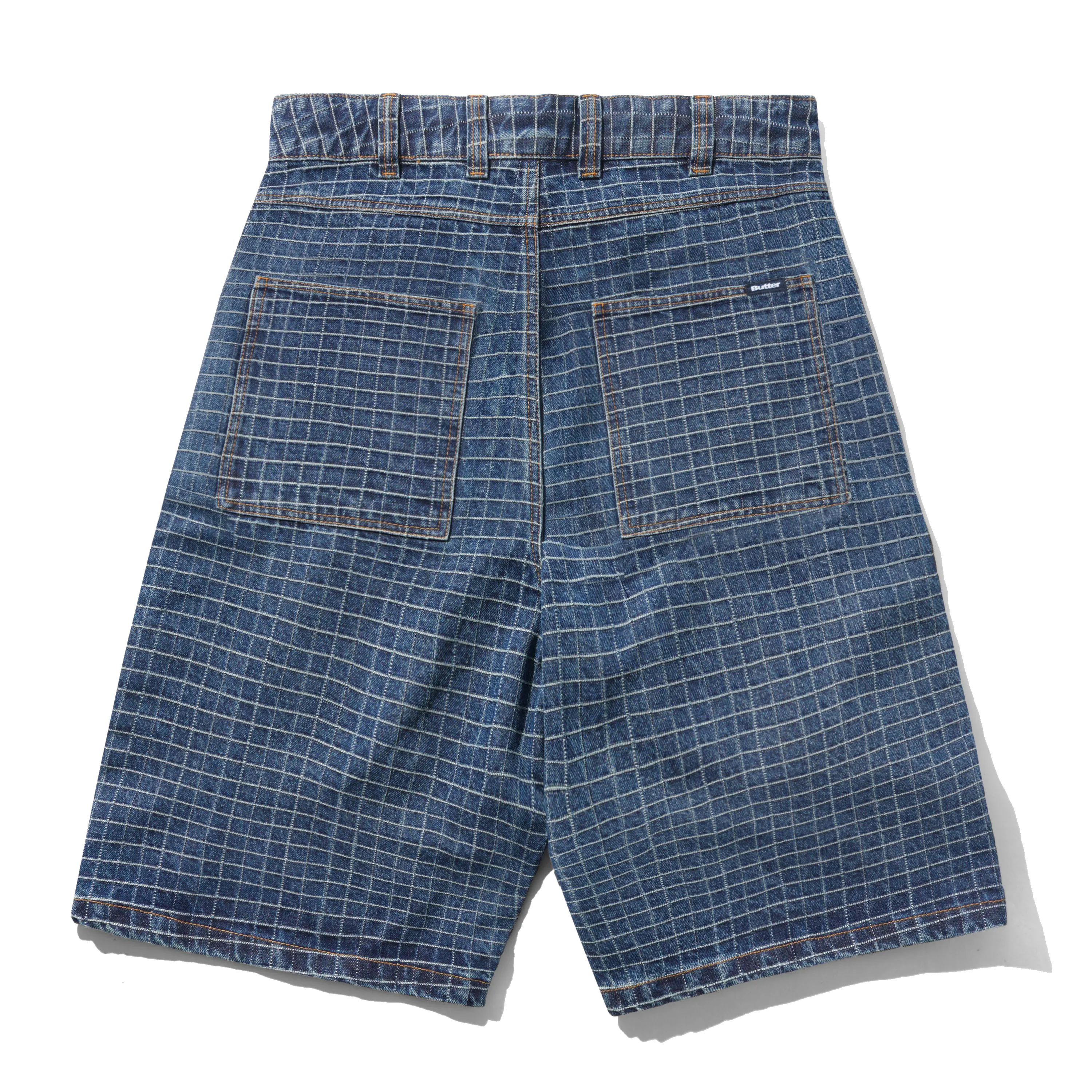 Big Grid Denim Shorts, Indigo sold by Butter product image thumbnail 2
