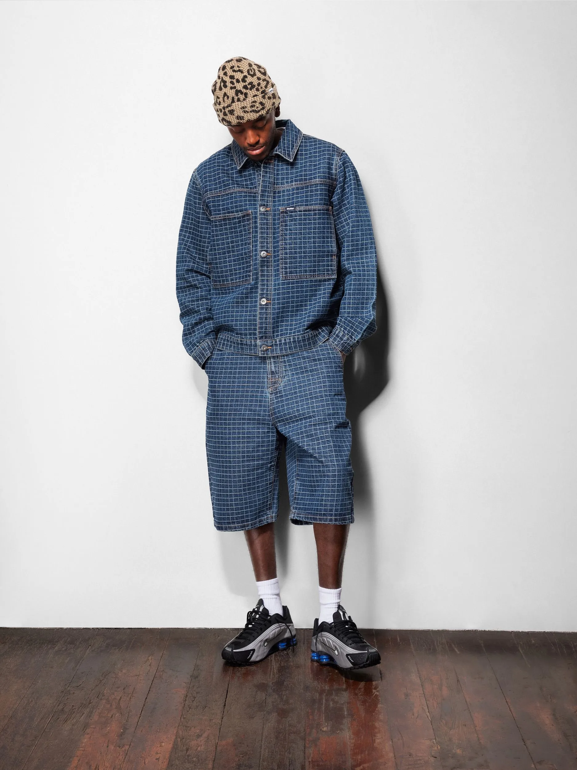 Big Grid Denim Shorts, Indigo sold by Butter product image thumbnail 3