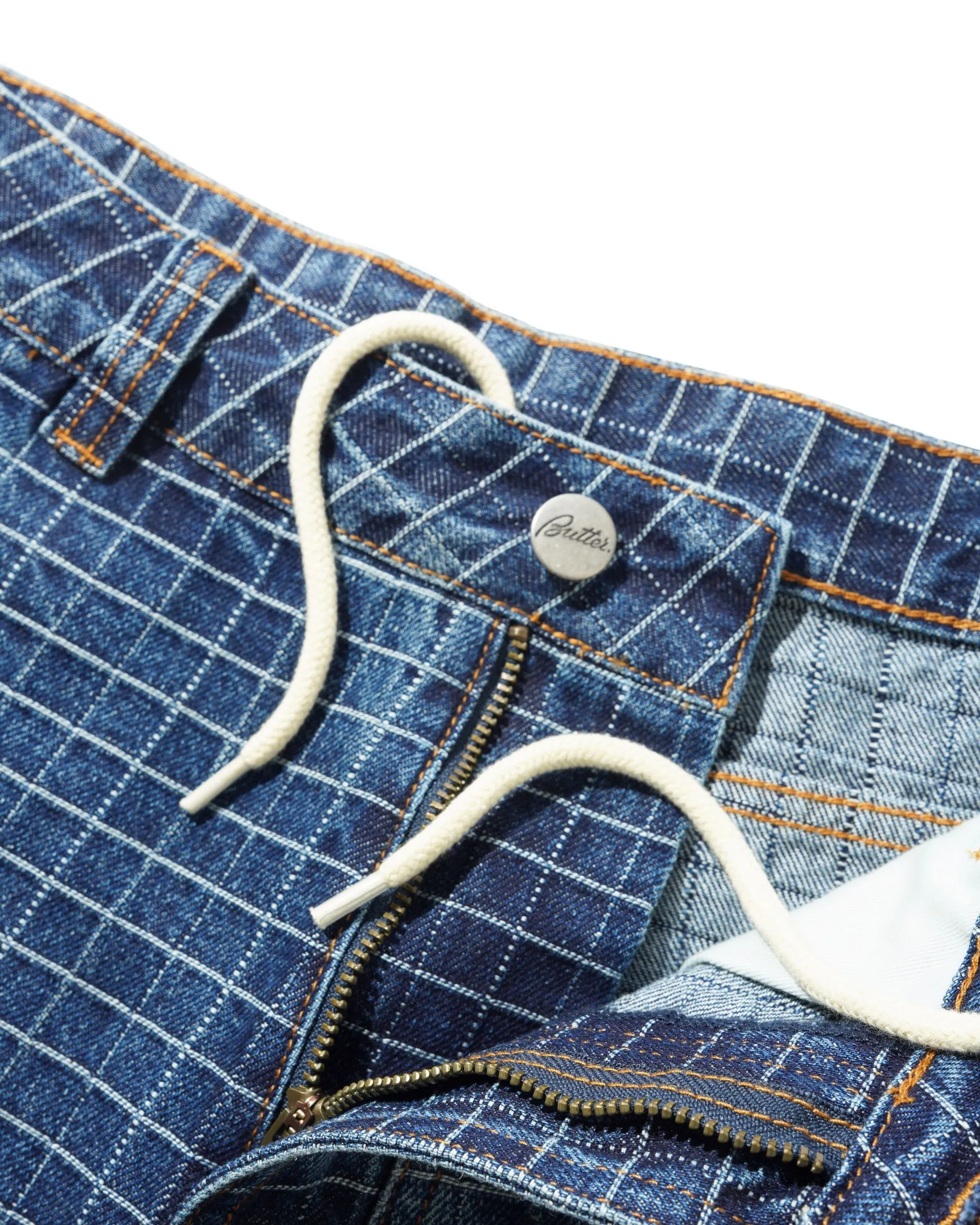 Big Grid Denim Shorts, Indigo sold by Butter product image thumbnail 5