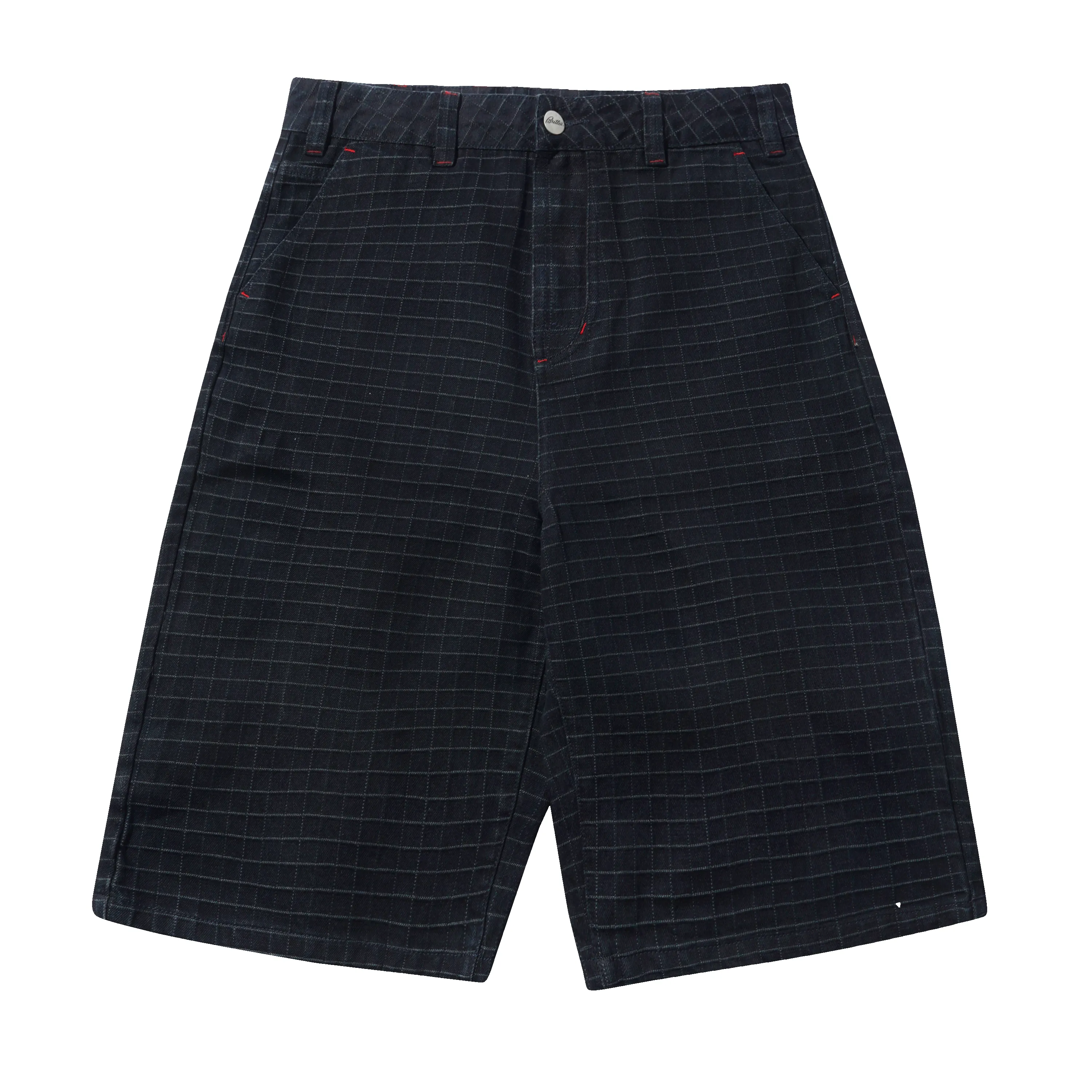 Big Grid Denim Shorts, Overdyed Black sold by Butter