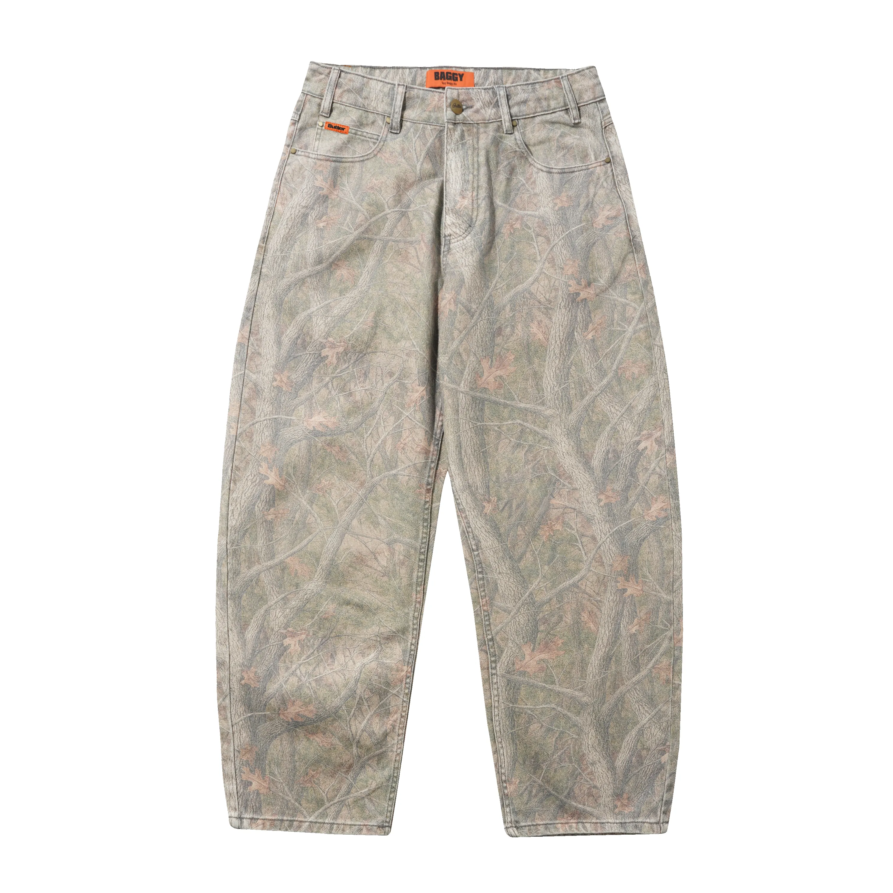 Baggy Denim Jeans, Forest Camo sold by Butter