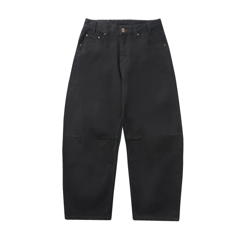 Wide Cut Denim Jeans, Flat Black Selvedge made by Butter