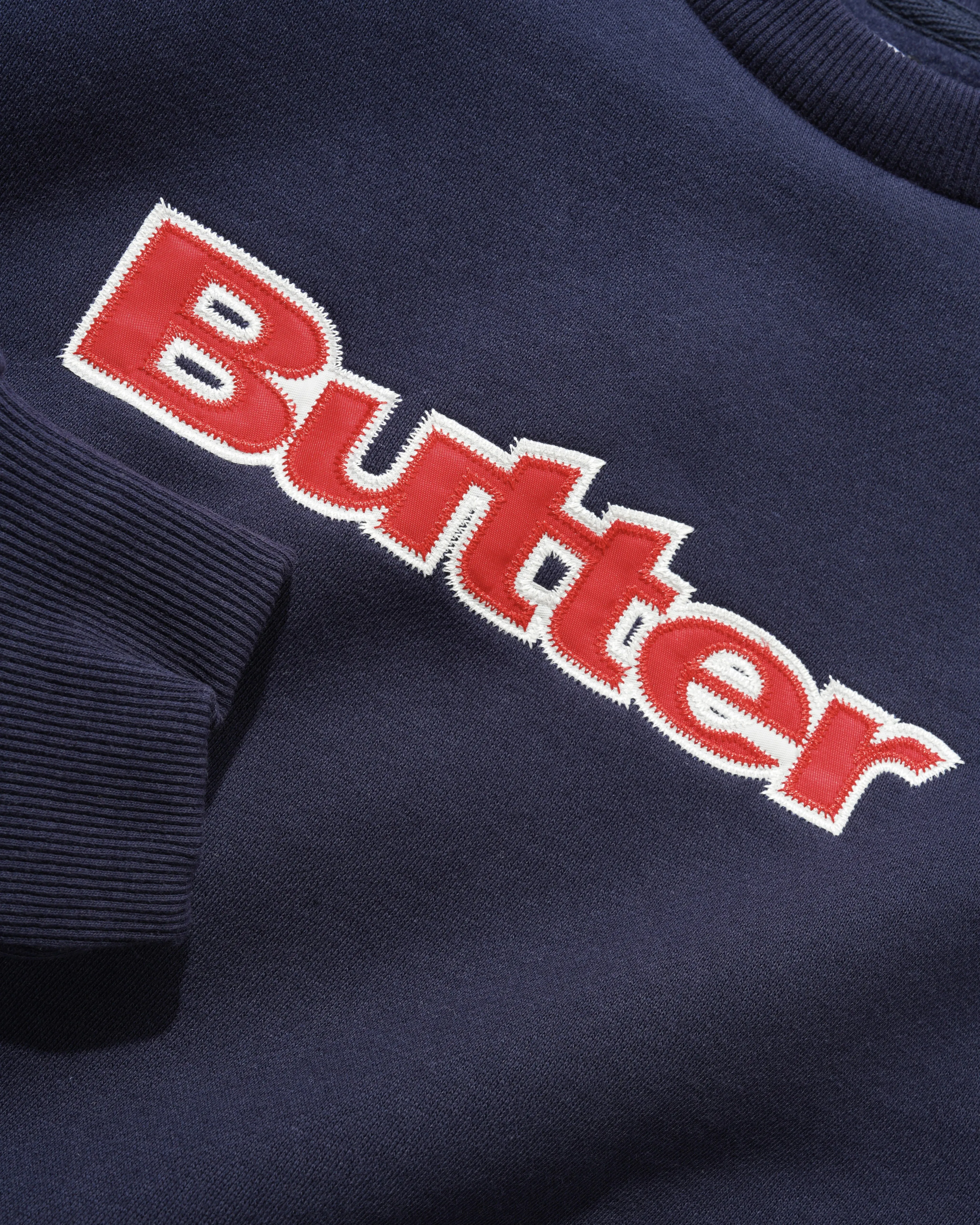 Satin Applique Logo Crewneck, Navy sold by Butter product image thumbnail 2