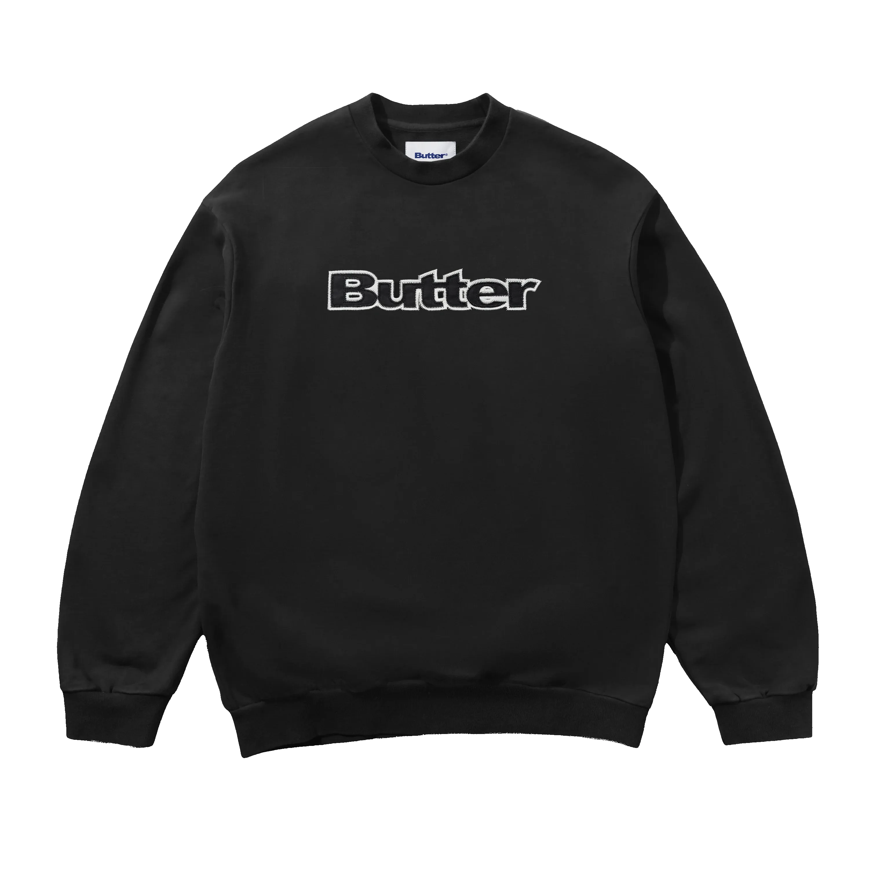 Satin Applique Logo Crewneck, Black sold by Butter