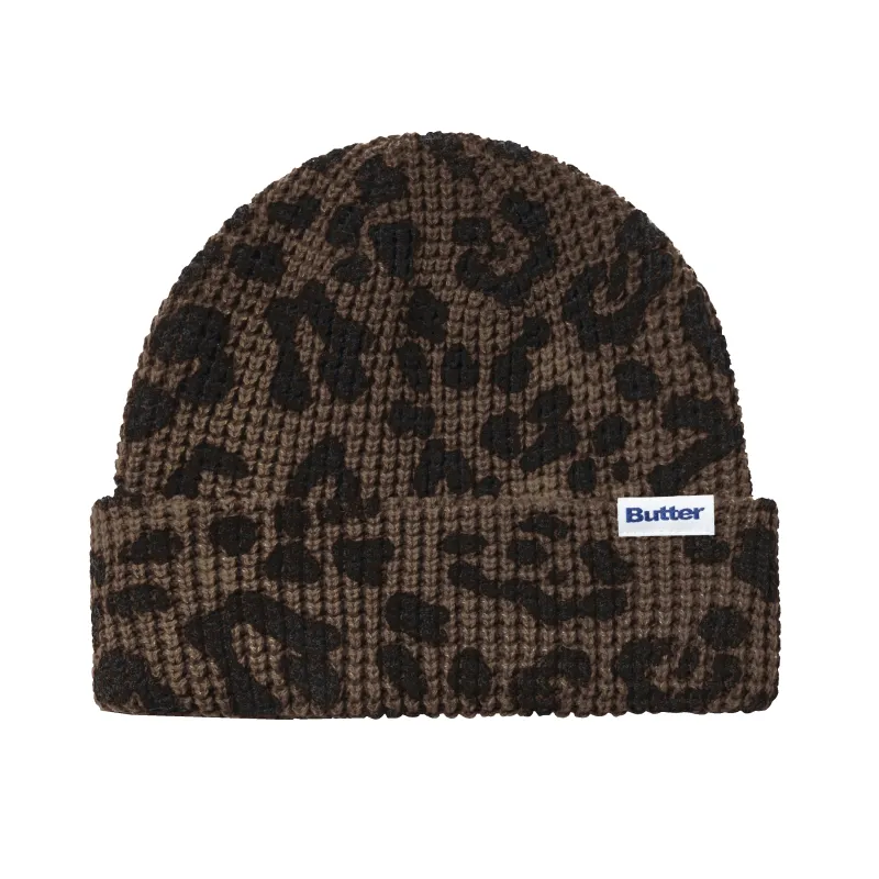 Distress Waffle Beanie, Leopard made by Butter