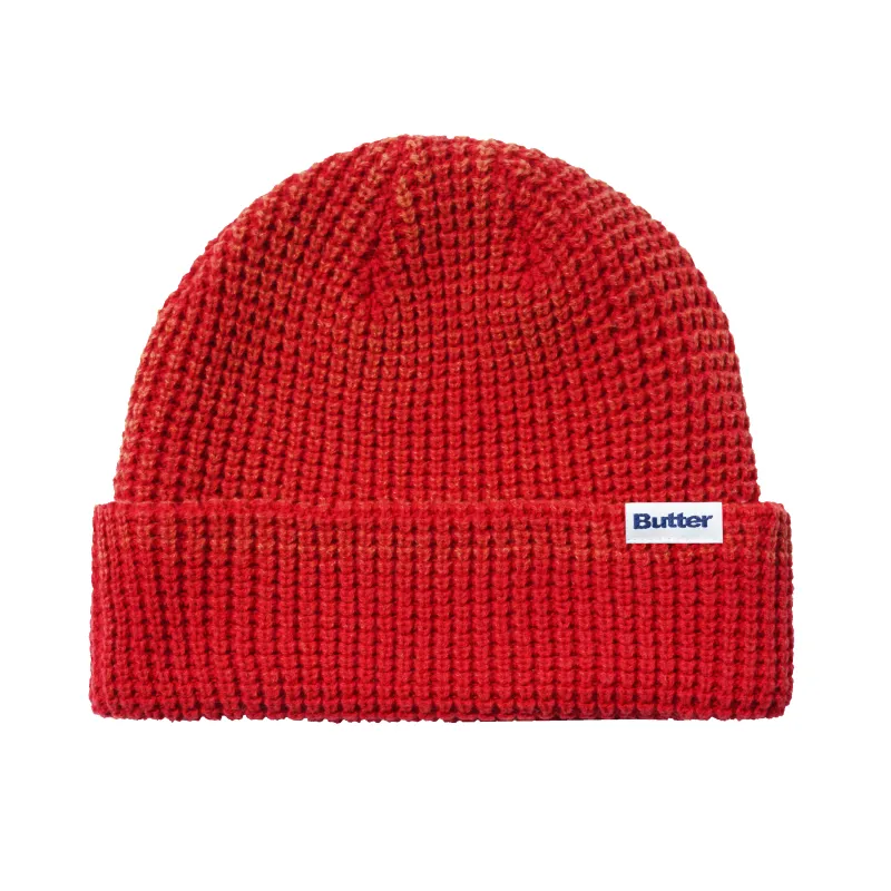 Distress Waffle Beanie, Red made by Butter