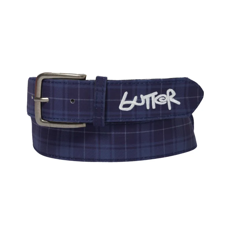 Plaid Belt, Navy made by Butter