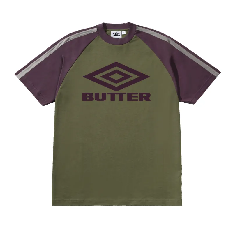 Diamond Logo Raglan Tee, Army / Eggplant made by Butter