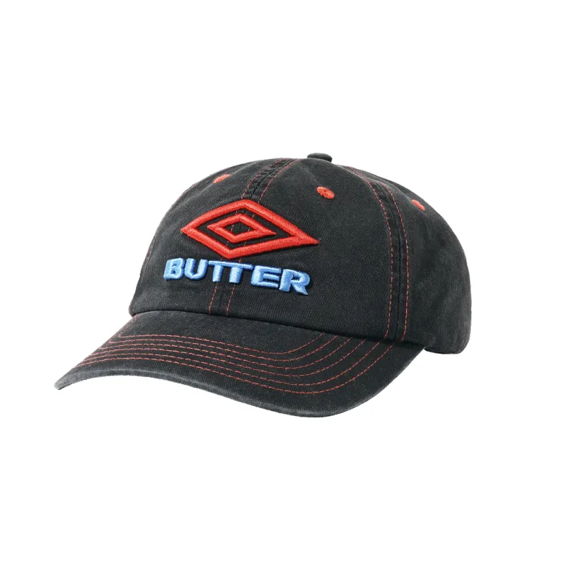 Diamond Logo 6 Panel Cap, Washed Black made by Butter