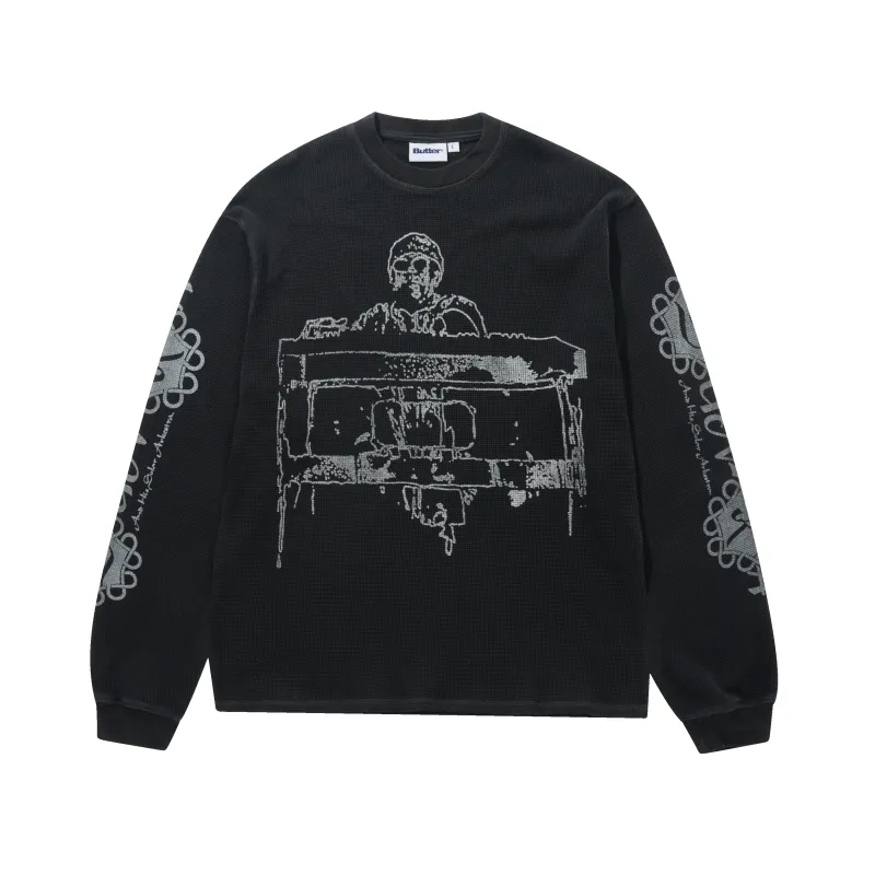 Arkestra L/S Waffle Top, Washed Black made by Butter