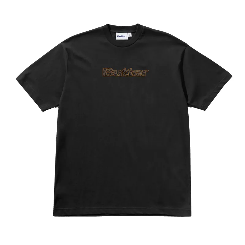 Leopard Print Logo Tee, Black made by Butter