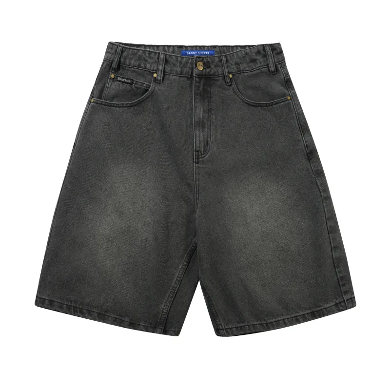 Baggy Denim Shorts, Faded Black made by Butter