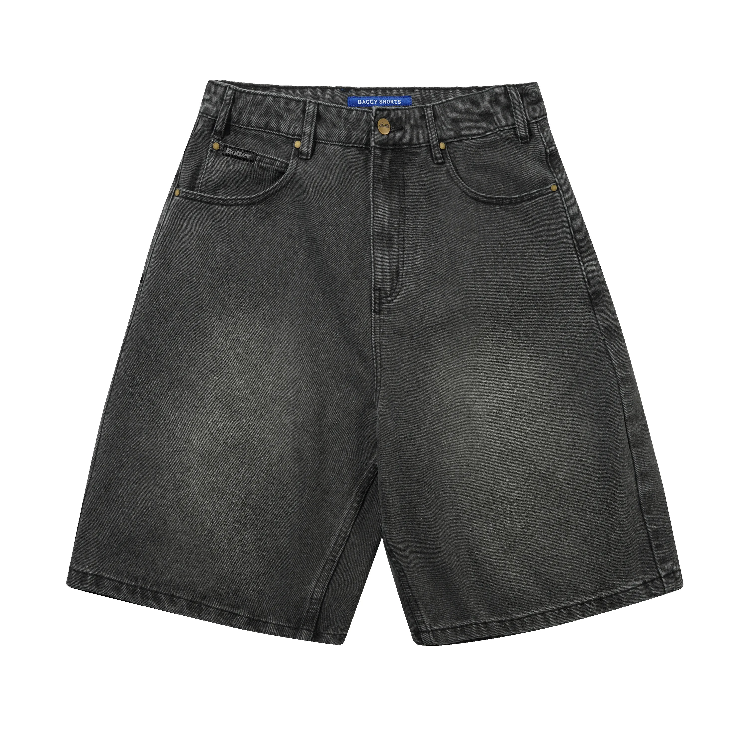 Baggy Denim Shorts, Faded Black sold by Butter