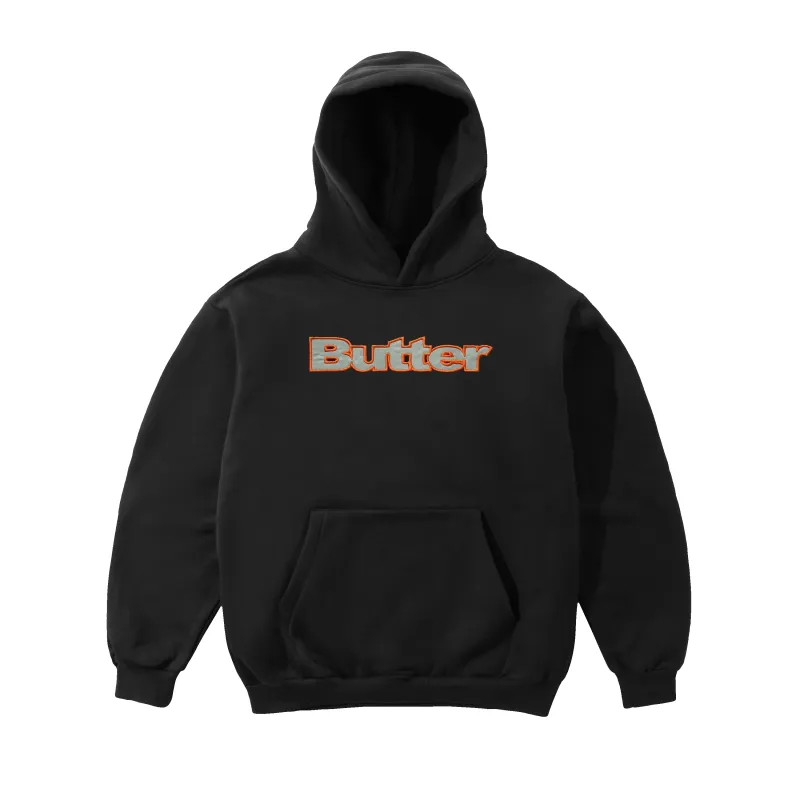 Satin Applique Pullover Hood, Black made by Butter