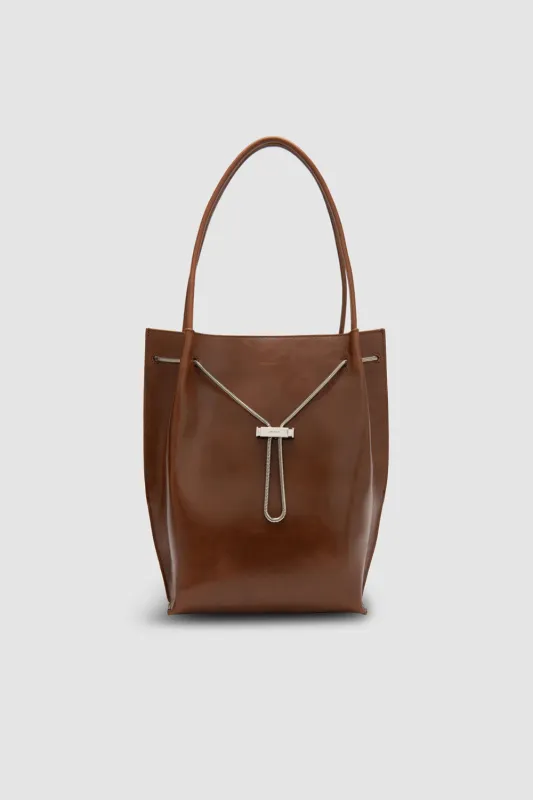 Kayla Tan Distressed Leather Shoulder Bag sold by BY FAR